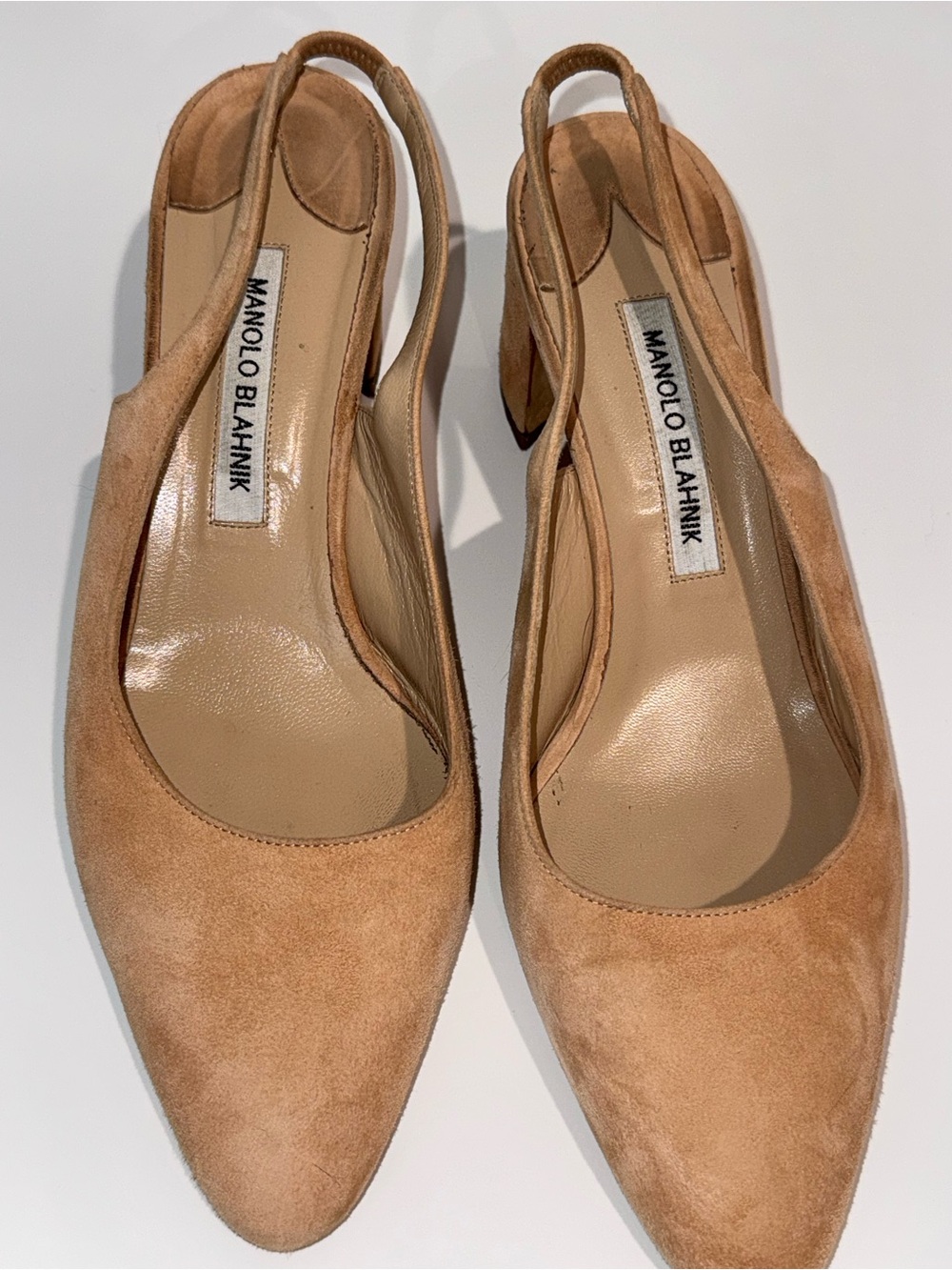 Manolo Blahnik Allurasa slingback block heels nude side 38.5 - Picture 8 of 11
